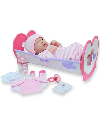 Jc Toys La Newborn 14" Baby Doll Rocking Crib Gift Set, 11 Pieces