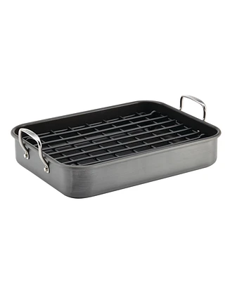 Rachael Ray Hard-Anodized Non-Stick 12" x 16" Roaster & Dual-Height Rack