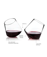 Viski Rolling Crystal Wine Glasses, Set of 2, 12 Oz