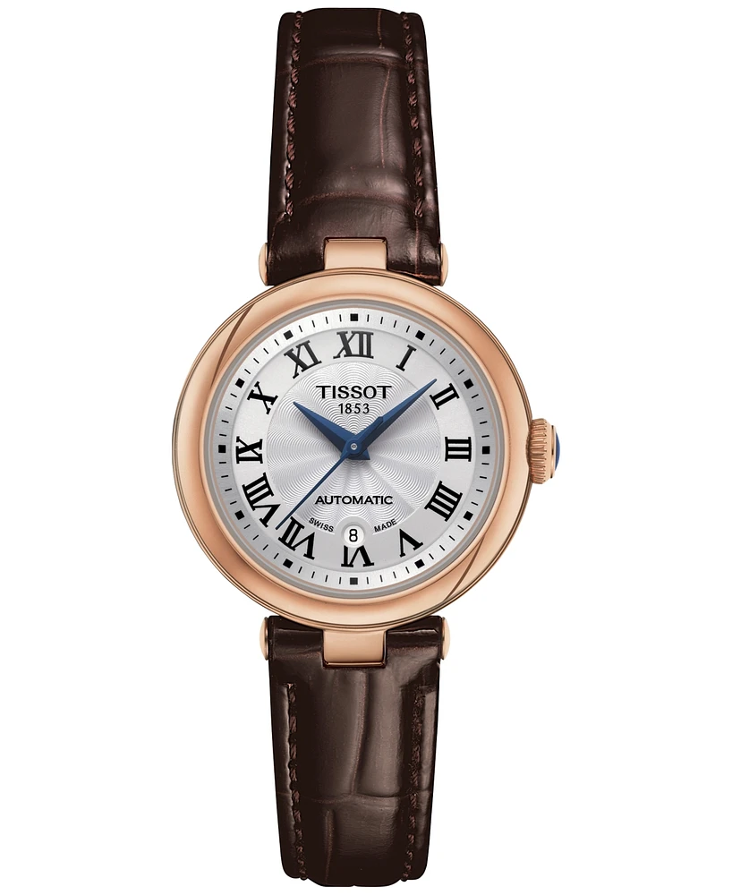 Tissot Women's Bellissima Pvd Brown Leather Strap Watch 29mm