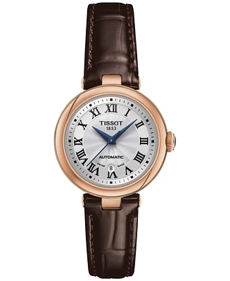 Tissot Women's Bellissima Pvd Brown Leather Strap Watch 29mm