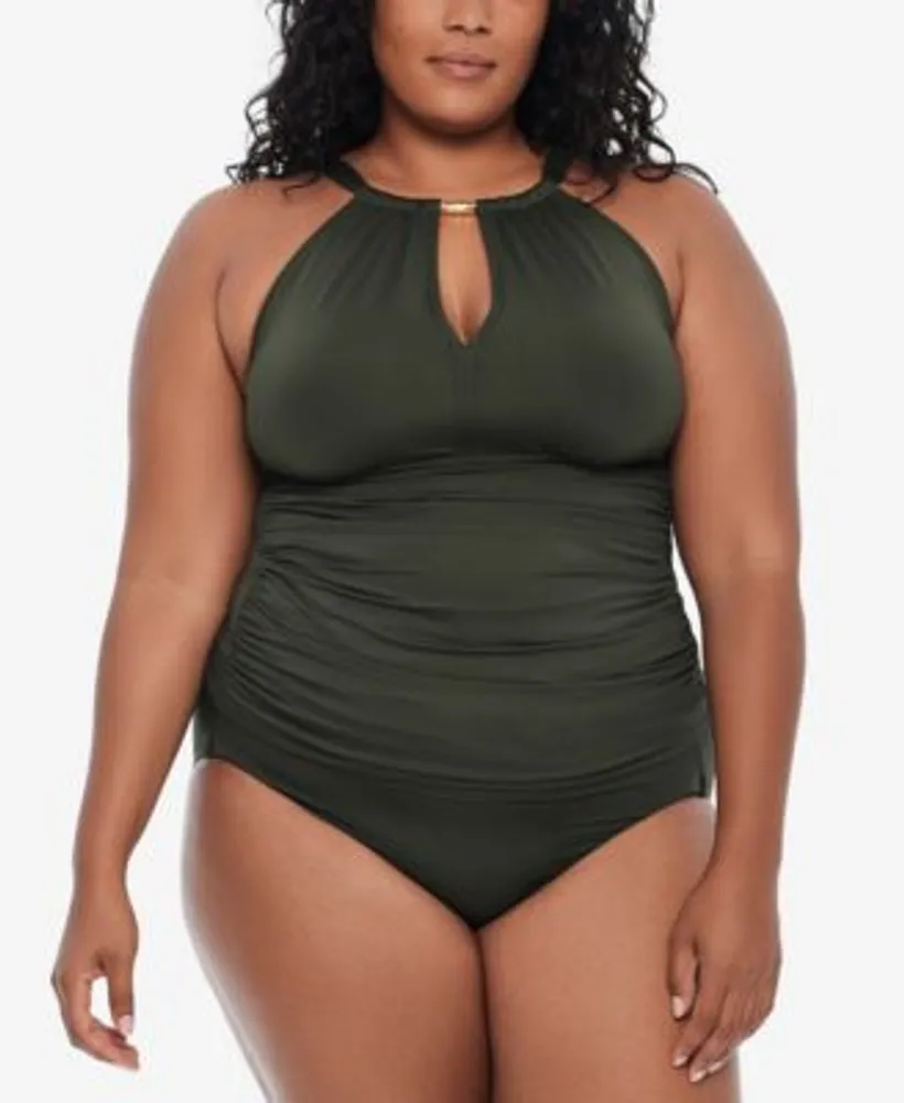 Lauren Ralph Lauren Plus Size High Neck Tankini Top Swim Bottom