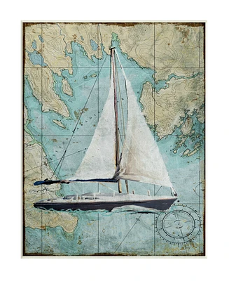 Stupell Industries Retro World Map Sail Boat Ocean Coast Painting Wall Plaque Art, 10" x 15"