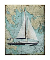 Stupell Industries Retro World Map Sail Boat Ocean Coast Painting Wall Plaque Art, 10" x 15"