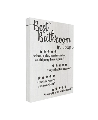 Stupell Industries Five Star Bathroom Funny Word Black and White Textured Design Stretched Canvas Wall Art, 16" x 20"
