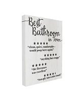 Stupell Industries Five Star Bathroom Funny Word Black and White Textured Design Stretched Canvas Wall Art, 16" x 20"