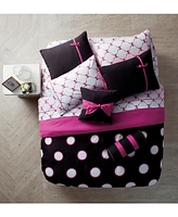 Vcny Home Sophie Polka Dot Bed in a Bag 8 Piece Comforter Set, Twin