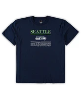 Men's College Navy Seattle Seahawks Big and Tall Lodge T-shirt and Pants Sleep Set