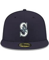 Men's New Era Navy Seattle Mariners Logo White 59FIFTY Fitted Hat