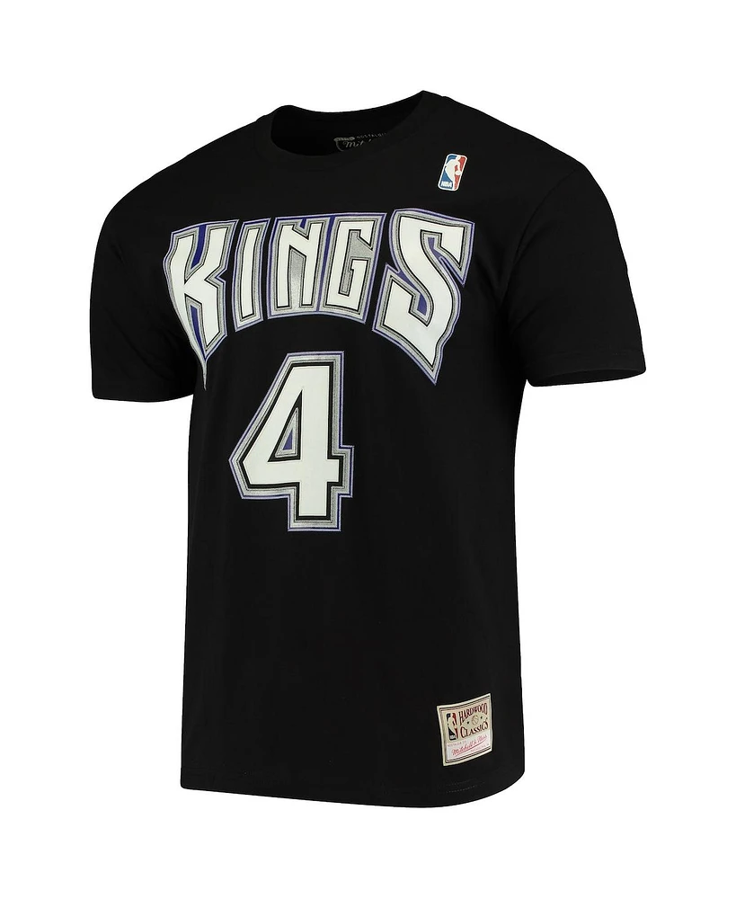 Men's Mitchell & Ness Chris Webber Black Sacramento Kings Hardwood Classics Name and Number Team T-shirt