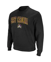 Men's Colosseum Black Ecu Pirates Arch & Logo Tackle Twill Pullover Sweatshirt