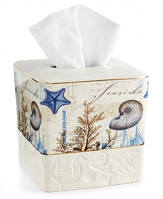Avanti Antigua Starfish & Seashells Ceramic Tissue Box Cover
