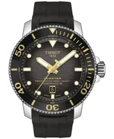 Tissot Men's Seastar 2000 Professional Powermatic 80 Automatic Black Rubber Strap Watch 46mm