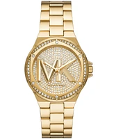 Michael Kors Women's Lennox Three Hand Gold-Tone Stainless Steel Bracelet Watch 37mm