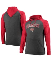 Men's Fanatics Red and Heathered Charcoal Tampa Bay Buccaneers Big and Tall Lightweight Raglan Pullover Hoodie