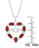 Macy's Simulated Ruby and Cubic Zirconia 'Mom' Heart Pendant Necklace