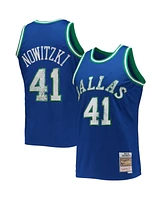 Men's Dirk Nowitzki Blue Dallas Mavericks 1998-99 Hardwood Classics 75th Anniversary Diamond Swingman Jersey