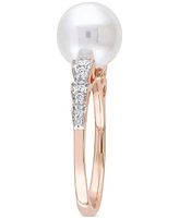 Cultured Freshwater Pearl (9mm) & Diamond (1/8 ct. t.w.) Ring 10k Rose Gold