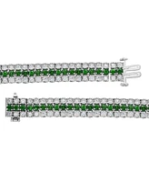 Sapphire (6 ct. t.w.) & Diamond (2 ct. t.w.) Triple Row Tennis Bracelet in Sterling Silver (Also in Emerald & Ruby)