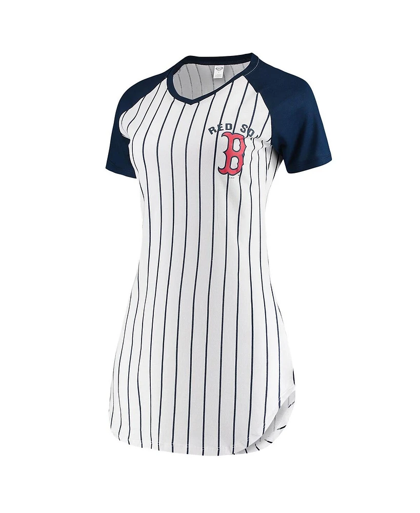 Women's Concepts Sport White Boston Red Sox Vigor Pinstripe Nightshirt