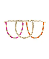Unwritten 14K Gold Flash Plated Stretch Bead Bracelet Trio Set, 3 Pieces