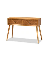 Mae Mid-Century Modern Wood 2-Drawer Console Table