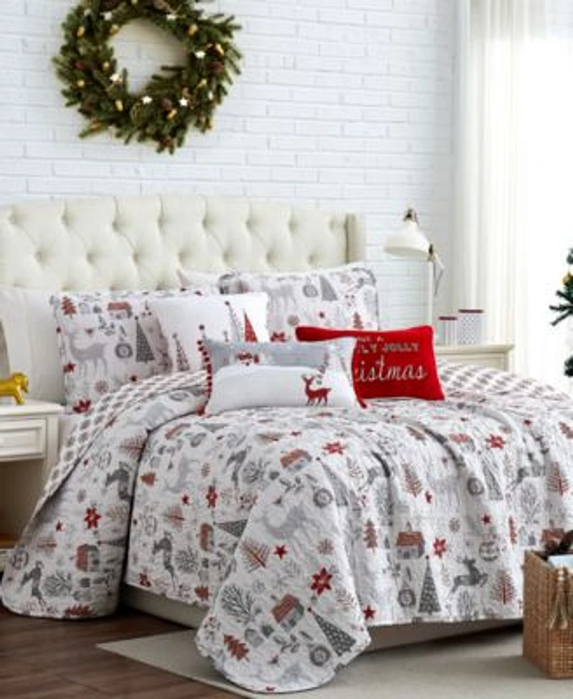 Southshore Fine Linens Holly Jolly Lane Oversized Reversible Quilt Sets