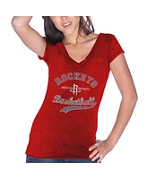 Women's Majestic Threads James Harden Red Houston Rockets Name & Number Tri-Blend T-shirt