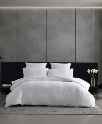 Vera Wang Solid Textured Pleats Duvet Cover Set
