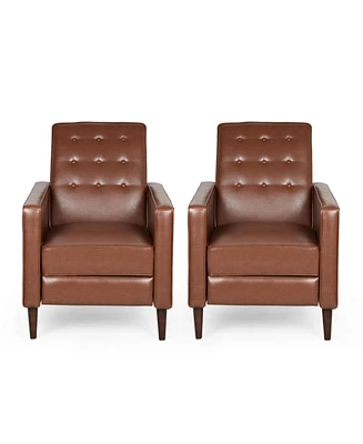 Mervynn Mid-Century Modern Button Tufted Recliners Set, 2 Piece