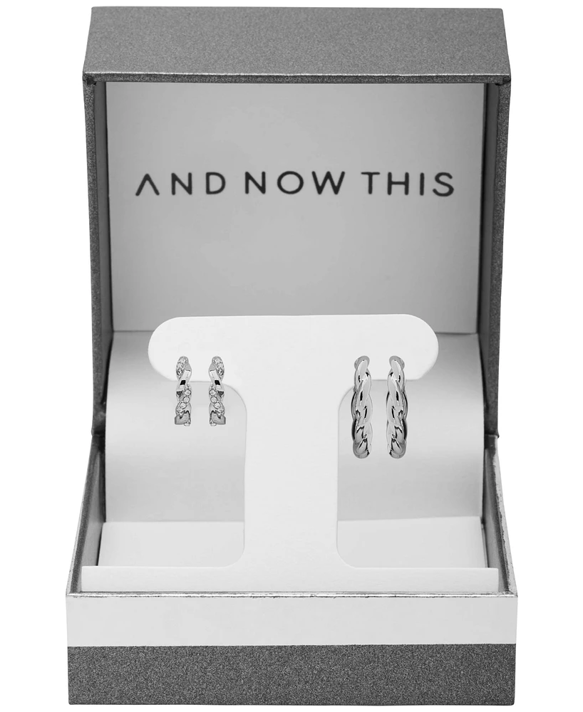 Women's Crystal Twist Hoop Earrings Set, 4 Pieces