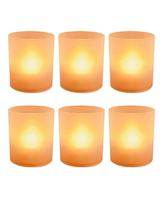 Battery Operated Led Lights in Frosted Votive Holders, 6 Pieces