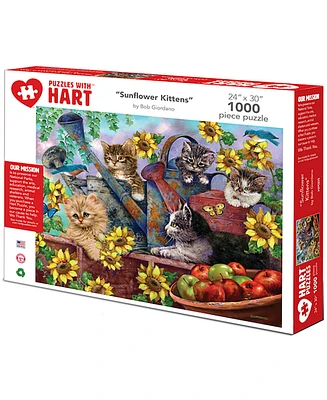 Hart Puzzles Sunflower Kittens 24" x 30" By Bob Giordano Set, 1000 Pieces