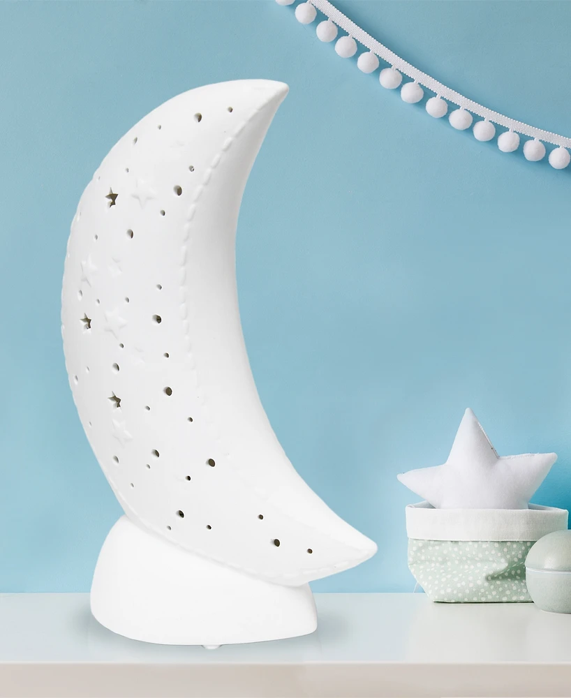 Simple Designs Porcelain Moon Shaped Table Lamp
