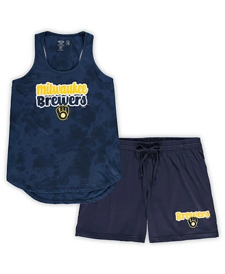 Women's Concepts Sport Navy Milwaukee Brewers Plus Cloud Tank Top and Shorts Sleep Set