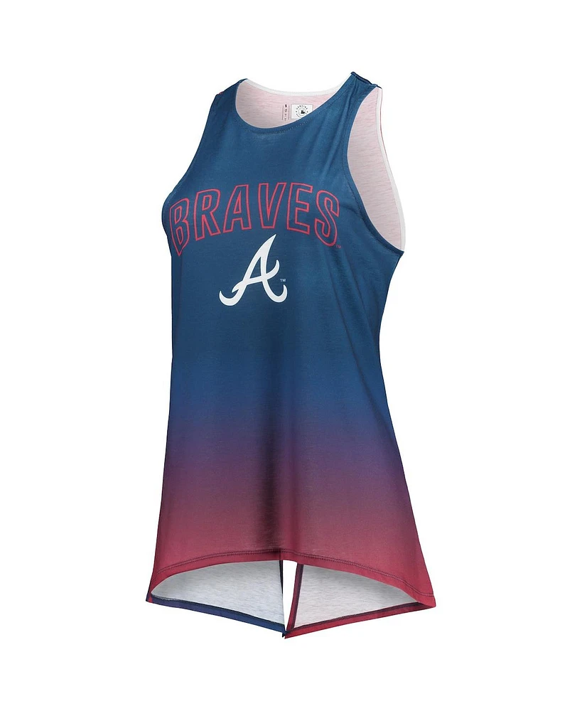 Women's Foco Navy Atlanta Braves Gradient Tie-Back Racerback Tank Top