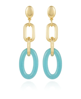 Vince Camuto Gold-Tone and Blue Interlocking Link Drop Earrings