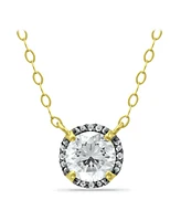 Giani Bernini Cubic Zirconia with Black Rhodium Halo Necklace, 18K Gold over Silver