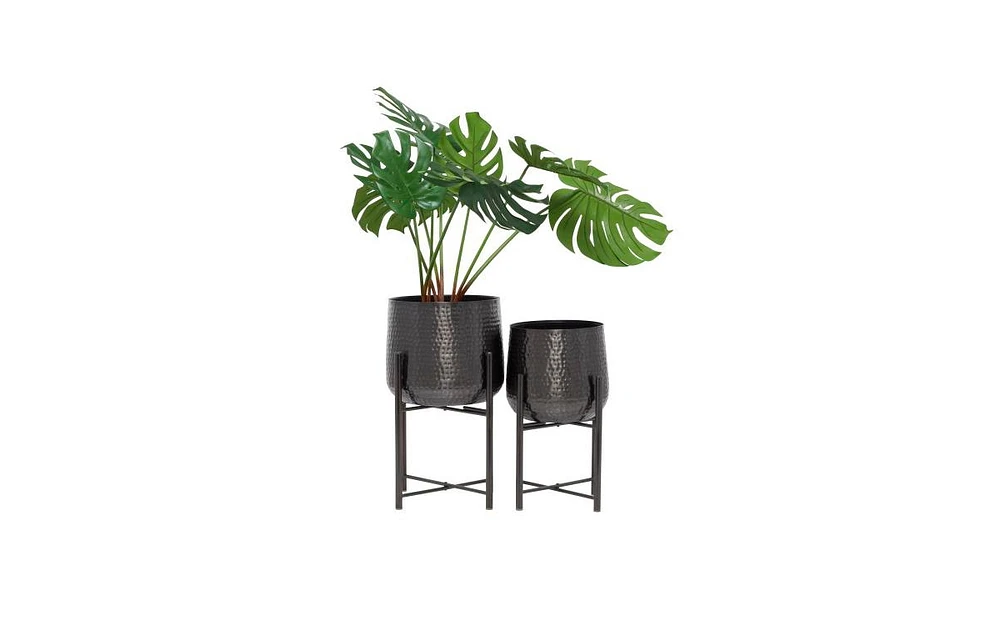 CosmoLiving by Cosmopolitan Modern Planters with Stand, Set of 2