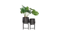CosmoLiving by Cosmopolitan Modern Planters with Stand, Set of 2