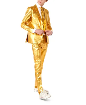 OppoSuits Big Boys Groovy Metallic Party Suit, 3-Piece Set Including Blazer, Pants and Clip-On-Tie