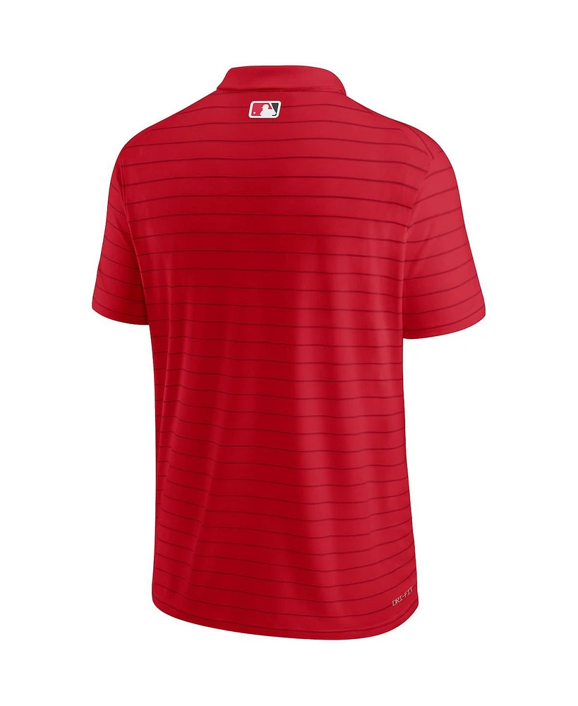 Men's Nike Red Washington Nationals Authentic Collection Striped Performance Pique Polo Shirt