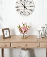 Nearly Natural Cherry Blossom in Large Glass Vase