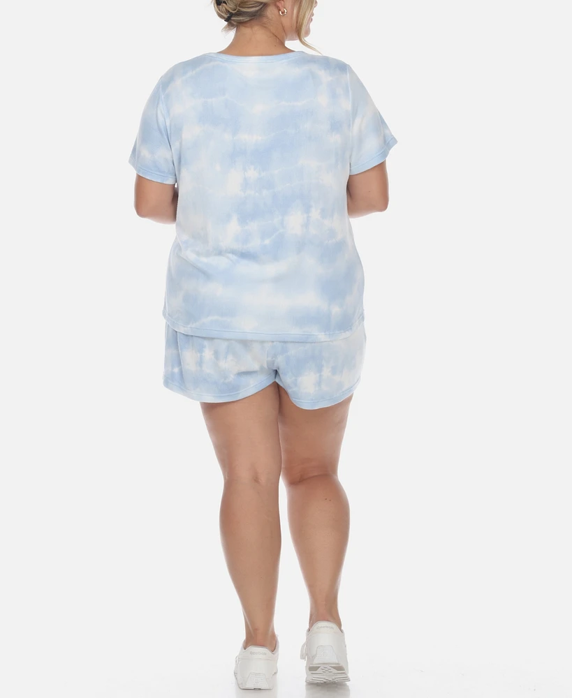 White Mark Plus 2 Piece Top Shorts Lounge Set