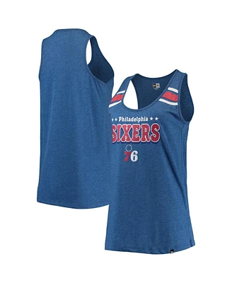 Women's New Era Heather Royal Philadelphia 76Ers Scoop-Neck Racerback Tank Top