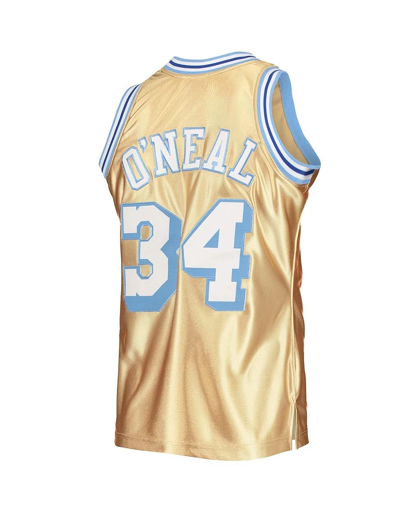 Men's Mitchell & Ness Shaquille O'Neal Gold Los Angeles Lakers 75th Anniversary 1996-97 Hardwood Classics Swingman Jersey