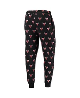 Men's The Wild Collective Black Chicago Bulls Allover Logo Jogger Pants