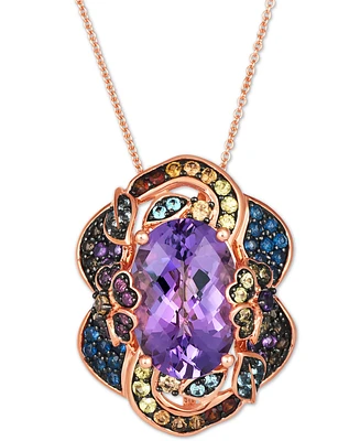 Le Vian Crazy Collection Multi-Gemstone Flower Inspired 20" Adjustable Pendant Necklace (7-7/8 ct. t.w.) in 14k Rose Gold