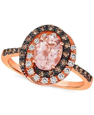 Le Vian Peach Morganite (7/8 ct. t.w.) & Diamond (3/8 ct. t.w.) Halo Ring in 14k Rose Gold