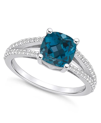 Macy's London Blue Topaz and Diamond Accent Ring 14K White Gold